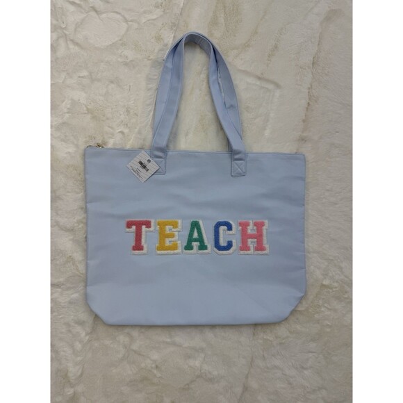 TEACH Large Canvas Tote and Matching Pouch 14x19 - Picture 4 of 8
